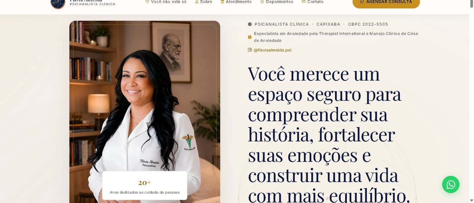 Captura de tela do projeto Flávia Almeida